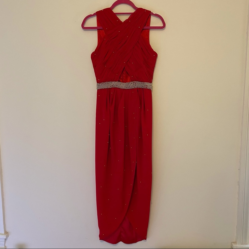 Red Beaded Virgos Lounge Dress